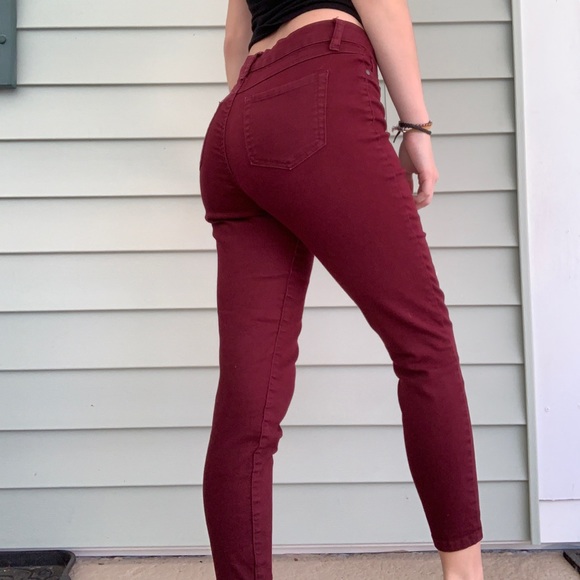 high rise maroon skinny jeans - Picture 3 of 3
